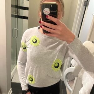 Brodie Cashmere Gray Sweater with Neon Green Accents